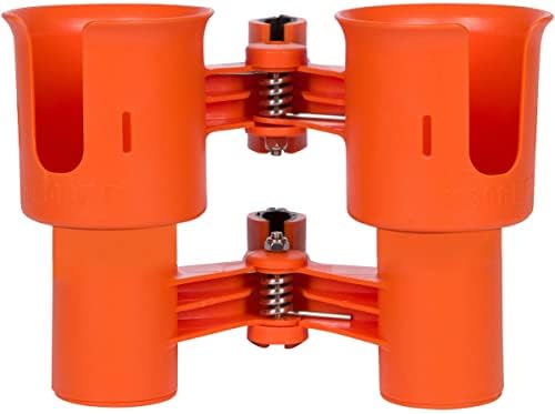 ROBOCUP, (Orange), Patented Clamp On Boat Cup Holder |Multifunction Dual Drink Caddy for Fishing Poles, Tools, Net, Gaff |Portable Storage for Boating, Beach, Umbrellas, Golf Carts, Strollers - Image 6