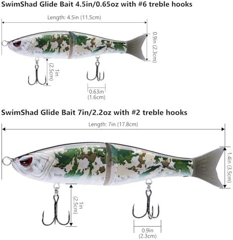 Bassdash SwimShad Glide Baits Jointed Swimbait Bass Pike Salmon Trout Muskie Fishing Lure - Image 2