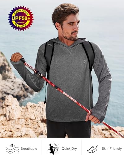 Roadbox Men's UPF 50+ Fishing Shirts, Long Sleeve UV Sun Protection Hoodie - Image 5