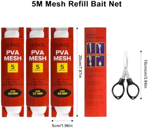 DONQL 5M PVA Mesh for Carp Fishing 3Pcs Fast Water Soluble Mesh Bait Bags - Image 6