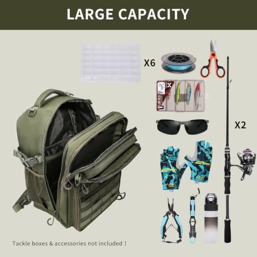 Fishing Backpack with Rod Holder, Fishing Tackle Bag - Image 3