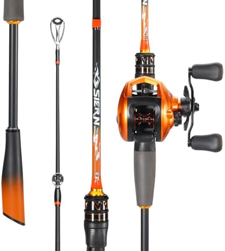 Sougayilang Baitcaster Combo – IM6 Graphite 2-Piece Rod, M/MH Power, Stainless Steel Guides, 6.3:1 Gear Ratio, 18LB Drag for Bass, Walleye, Catfish Travel Combo by Sougayilang
