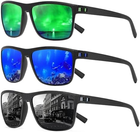 Square Polarized Sunglasses for Men and Women Lightweight Frame Sun Glasses with UV Protection by TURBOPEP