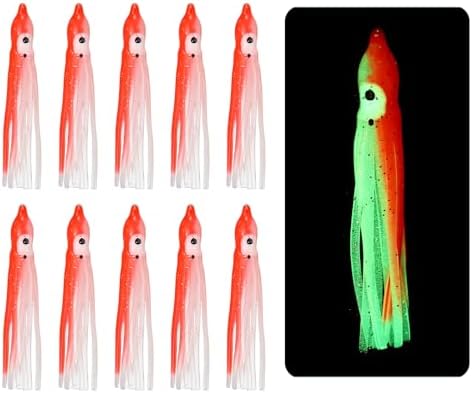 Fishing Squid Skirts, Glow Soft Plastic Trolling Lures Luminous -Fitting for (Bass/Trout/Salmon/Saltwater/Fishing Bait) by YELARXI