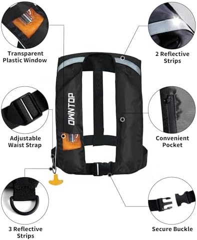 Owntop Automatic/Manual Inflatable Swim Jacket, Manual Convertible & Highly Visible, Storage Pocket with Zipper, 24g CO2 Cylinder Included, Low Profile for Kayak, Fishing, Paddle Sports - Image 5
