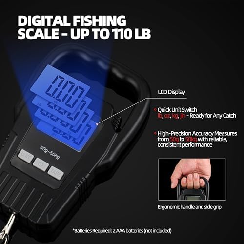 Fishing Tool Kit with Fish Gripper, Portable Fish Scale, Stainless Steel Soap & Measuring Ruler – Saltwater Resistant Tackle Accessories for Freshwater and Saltwater Anglers (Black) - Image 4