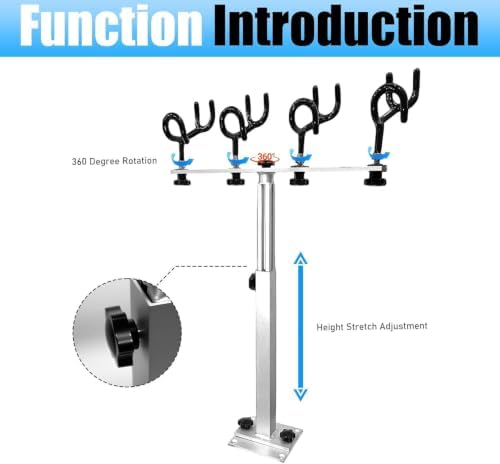 Aluminum Fishing Rod Holder for Boat, 360 Degree Rotation Adjustable Height - Image 5