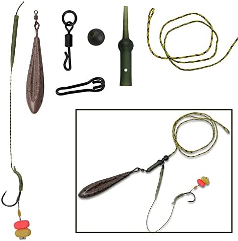 Carp Fishing Hair Rigs Kit, Boilies Bait Rigs with Sinker Corn Bait Curved Barbed Hook Swivel Carp Fishing Accessories Equipment - Image 5