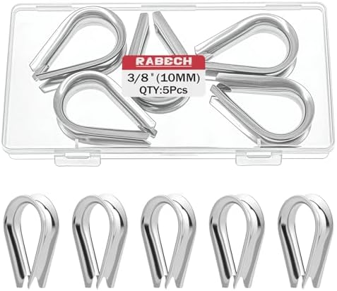 M10 3/8 Inch Wire Rope Thimble 3/8" Stainless Steel Thimbles for Wire Rope Cable Thimble Rigging (Pack of 5Pcs) by RABECH