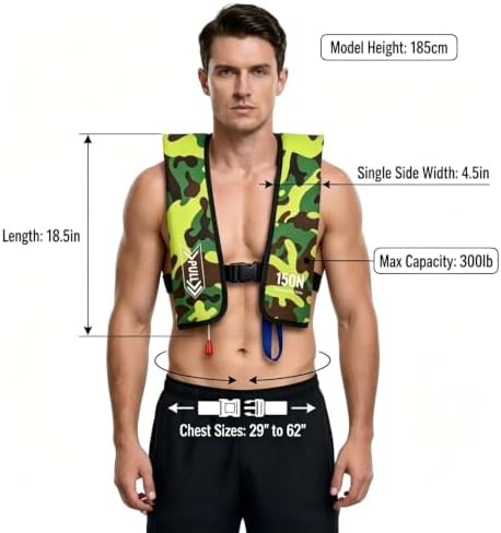 Automatic Inflatable Life Jacket | Low Profile PFD for Adults | Compact Design Self Inflating Life Vest | Supports up to 330 lbs - Image 3