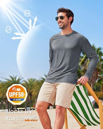 Boladeci Men's UPF 50+ Sun Protection UV SPF Shirts Long Sleeve Lightweight Quick Dry Swim T-Shirts Rash Guard - Image 3