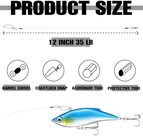 Threlaco 12 Pcs Fluorocarbon Fishing Leader Fishing Wire - Image 2