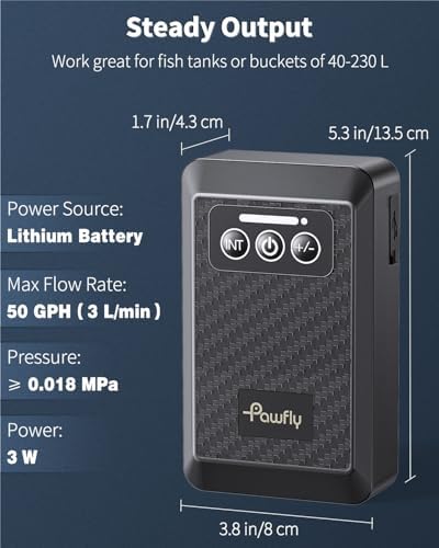 Pawfly Ultra Quiet Live Bait Aerator USB Rechargeable Battery Air Pump for 5-100 Gallon Bait Bucket Portable Battery Powered Oxygen Pump for Outdoor Fishing Power Outage and Fish Transportation - Image 7