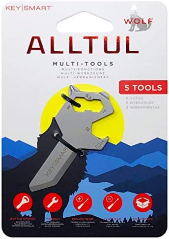 KeySmart AllTul Wolf - 5-in-1 Everyday Carry Multi-Purpose Keychain Multitool with Bottle Opener, Wrench, Philips Head, Flat Head, and Box Opener, Ideal Utility Tool for Camping, Fishing Etc. by KeySmart