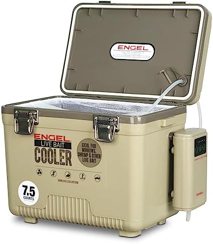 ENGEL Live Bait Cooler PRO for Fishing - Portable Minnow and Bait Bucket with Lithium-Ion Rechargeable Aerator by ENGEL