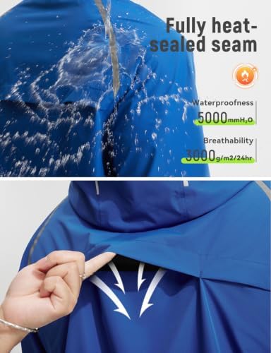 baleaf Men's Rain Jacket Waterproof Hood Lightweight Reflective Packable - Image 3