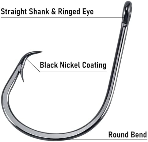 Dr.Fish 50 Pack in-line Circle Hooks Straight Shank Octopus Hooks - Image 4
