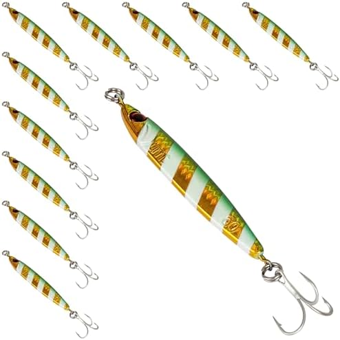 UMT 40g 60g Casting Jig for Sea Bass, Fluke, Porgy, Tautog - Set with Super Sharp Treble Hook, Multi-Colors - Saltwater & Freshwater Compatible Available in Single, 5, 10 Packs by UncleMosTackle