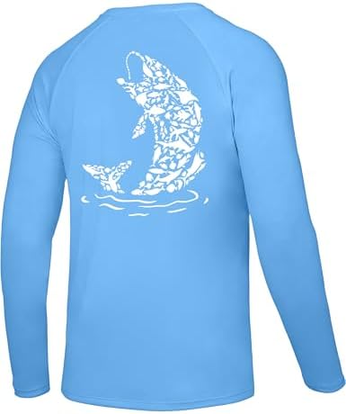 Men's Fishing Shirt Long Sleeve, UPF50+ UV Protection Sun Shirts, Quick Dry Graphic T Shirt for Running Hiking by Twekfish