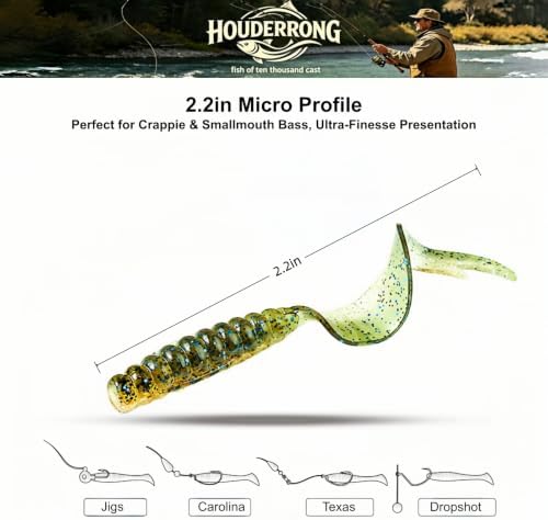 1/2/3/4/5in Curly Tail Grub Soft Swimbait Crappie Bass Lure Kit Bulk Pack - Image 3