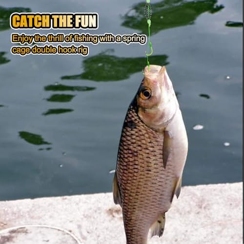 Fishing Spring Feeder Rigs, Ready-to-Use Double Hook Bait Cage Fishing Tackle, Anti-Tangle Spring Bait Cage Rig for Carp Catfish Fishing - Image 6