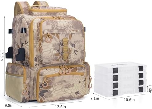 Rabjen Fishing Tackle Backpack, 45L Storage Waterproof Travel Bag Store Fishing Gear with Insulated Top Pocket - Image 7