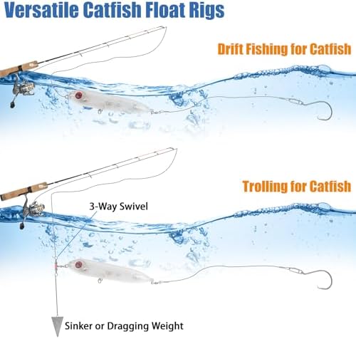 Catfish Rig, Demon Dragon Rattling Line Float Lure with Steel Leaders Circle Hooks Rigs, Bank Fishing Spook Rattle Float Santee Rig Catfishing Tackle - Image 6