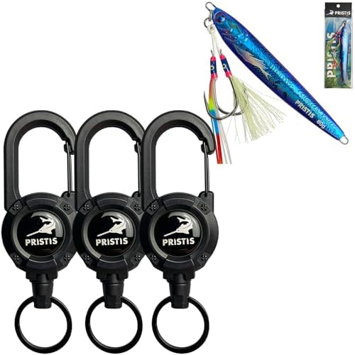 Pristis Convenient Fishing Gear Combination, 2.8 oz Saltwater Fishing Jigs & 3 Pack Heavy Duty Zinger Retractors, A Neat Option for Angler by Pristis