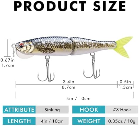 TRUSCEND Swimmax Easy Catch Fishing Lures with BKK Hooks, Wiggling, Vibrating, Rattling and Gurgling for More Bites, Heavy-Duty Dyneema Fiber Jointed Swimbaits for Bass, Trout, Crappie, Walleye, Pike - Image 2