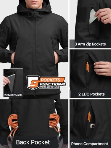 FREE SOLDIER Men's Hooded Waterproof Softshell Jacket - Image 5