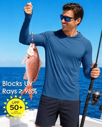 Boladeci Men's UPF 50+ Sun Protection Lightweight Hoodie Shirts Long Sleeve Fishing Shirt SPF UV Hiking Swim - Image 3