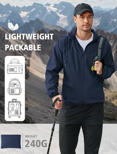 COOFANDY Men's Light Rain Jacket Packable Waterproof Raincoat Windbreaker - Image 2