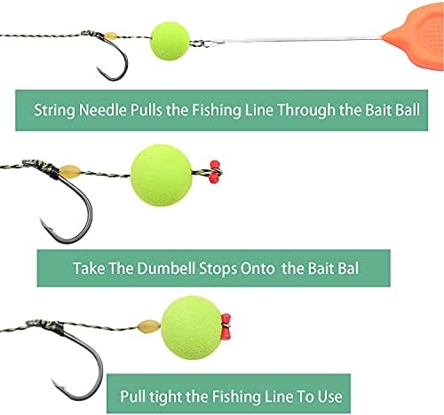 YOTO Carp Fishing Hair Rigs - 24 Pcs High Carbon Steel Curved Barbed Hooks with Swivels and Boilies - Image 5