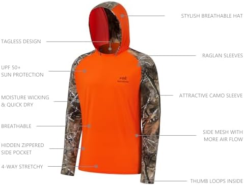 BASSDASH Men’s UPF 50 Performance Fishing Shirt Cooling Hoodie Camo Long Sleeve FS17M - Image 4
