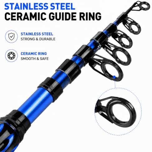 TORVEX Telescopic Fishing Rod,Travel Spinning Rod with Ceramic Guides, Stainless Steel Reel Seat, EVA Handle, Portable Collapsible for Bass Trout Catfish, Freshwater Saltwater, 6-9FT - Image 2