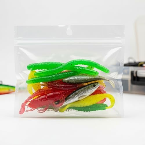 100 Pack Soft Plastic Baits Bags 6.7"x5.5" | Heavy-Duty Clear Lock Zipper Lure Packaging Bags - Leakproof Double-Sealed Zipper Storage for Soft Plastic Lures & Fishing Gear | Multiple Sizes - Image 4