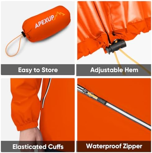 APEXUP Packable Rain Jacket Men Waterproof Lightweight Raincoat with Hood - Image 5