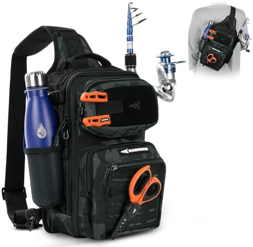 KastKing Blowbak Fishing Sling Bag, Fishing Backpack with Rod Holder by KastKing