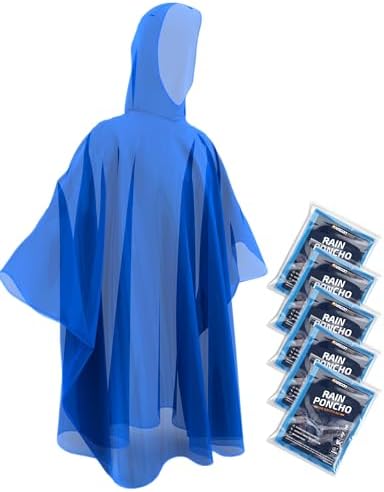 Hagon PRO Disposable Rain Ponchos for Adults, Hooded Poncho, Family 5 Pack by HagonPRO