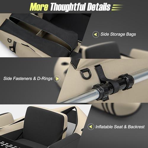 GYMAX Fishing Float Tube, 350lbs Inflatable Fishing Boat with Paddle, Pump, Flippers, Fish Hook Stators, Fish Ruler, Storage Pockets, Portable Backpack Belly Boat for Adults Fishing - Image 3