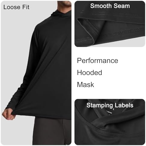 HovSiyla Mens Fishing Hoodie UV Sun Protection Shirts UPF Rash Guard Long Sleeve Shirts Hiking Performance Mesh Face Mask Top - Image 3