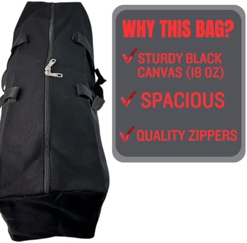 ADROIT Heavy Duty Double Zipper Black Canvas Bag | Sizes 16" 24" 32" 48" 60" | Double-Reinforced Nylon Straps - Image 5