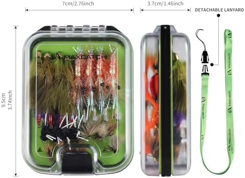 Maxcatch Fly Fishing Flies Assortment Kit, 72 pcs, Including Dry, Wet, Nymphs, Streamers Flies, with Waterproof Fly Box, for Fishing Trout, Bass, Salmon - Image 6