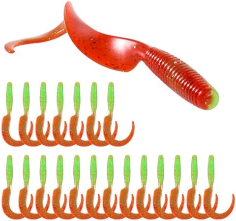Curly Style Tail Worms Fishing Lures – Realistic Wavy Tail Soft Bait Grub Swimbaits for Saltwater & Freshwater Fishing, Available in 4 Inch & 6 Inch, Perfect for Bass, Trout, Crappie, & More by PROBITE
