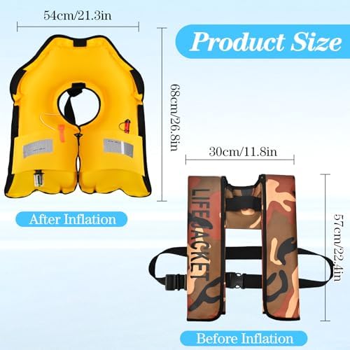 Adult Automatic Inflatable Kayak Vest PFD,Water Sports Vest for Boating Fishing Kayaking SUP Paddleboarding（fit Weight Below 330 lbs） - Image 6