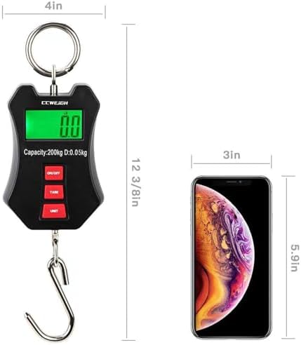 440lb/200kg Digital Crane Scale - Compact LCD Handheld Hanging Scale for Garage, Farm, Hunting, Fishing & More(200kg/Black) - Image 3