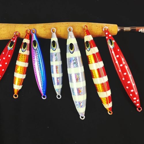 Eupheng Heavy Duty Fishing Jigs Saltwater 200g/300g/400g/500g, Glow in Dark Roller Slow Fall Lead Jig Deep Sea Fishing Jigging Lures for Tuna, Salmon, Sailfish, Grouper Snapper - Image 6