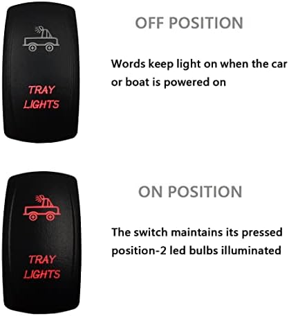 12V 24V RED Tray Light Rocker Switch with Jumper Wires 5 PIN ON-Off Laser Etched Toggle Switch for Car Truck Trailer Tow Truck - Image 5