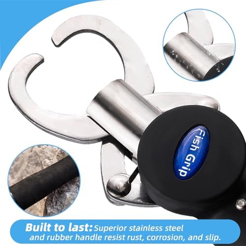 Fish Gripper with Scale – 33 lb Stainless Steel Fish Lip Gripper, EVA No-Slip Handle, Quick-Release Fish Lip Clamp, Adjustable Wrist Lanyard for Kayak, Boat & Bank Fishing - Image 4