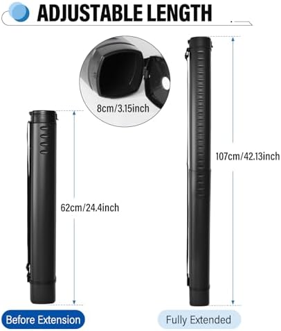 DEWEL Adjustable A0 Poster Tube 24.5"-42", Blueprint Tube with Strap - Image 2